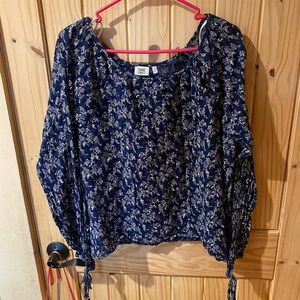 True Craft Navy Floral Women's Blouse